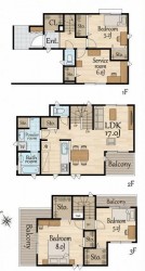 ■築浅（2022年4月築）＋角地＋デザイナーズハウス
■床暖房ＬＤＫに２面＋キッチン１面に完備＋トイレ2が所
■全居室2面採光！陽当り・通風に恵まれています！
